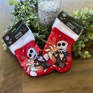 NBC nightmare before Christmas Festive Red Stocking with Skeleton and Dog zero